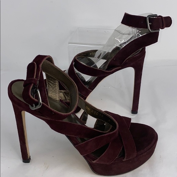 Stuart Weitzman 6.5 Purple Suede Stiletto Sandals - Picture 6 of 13